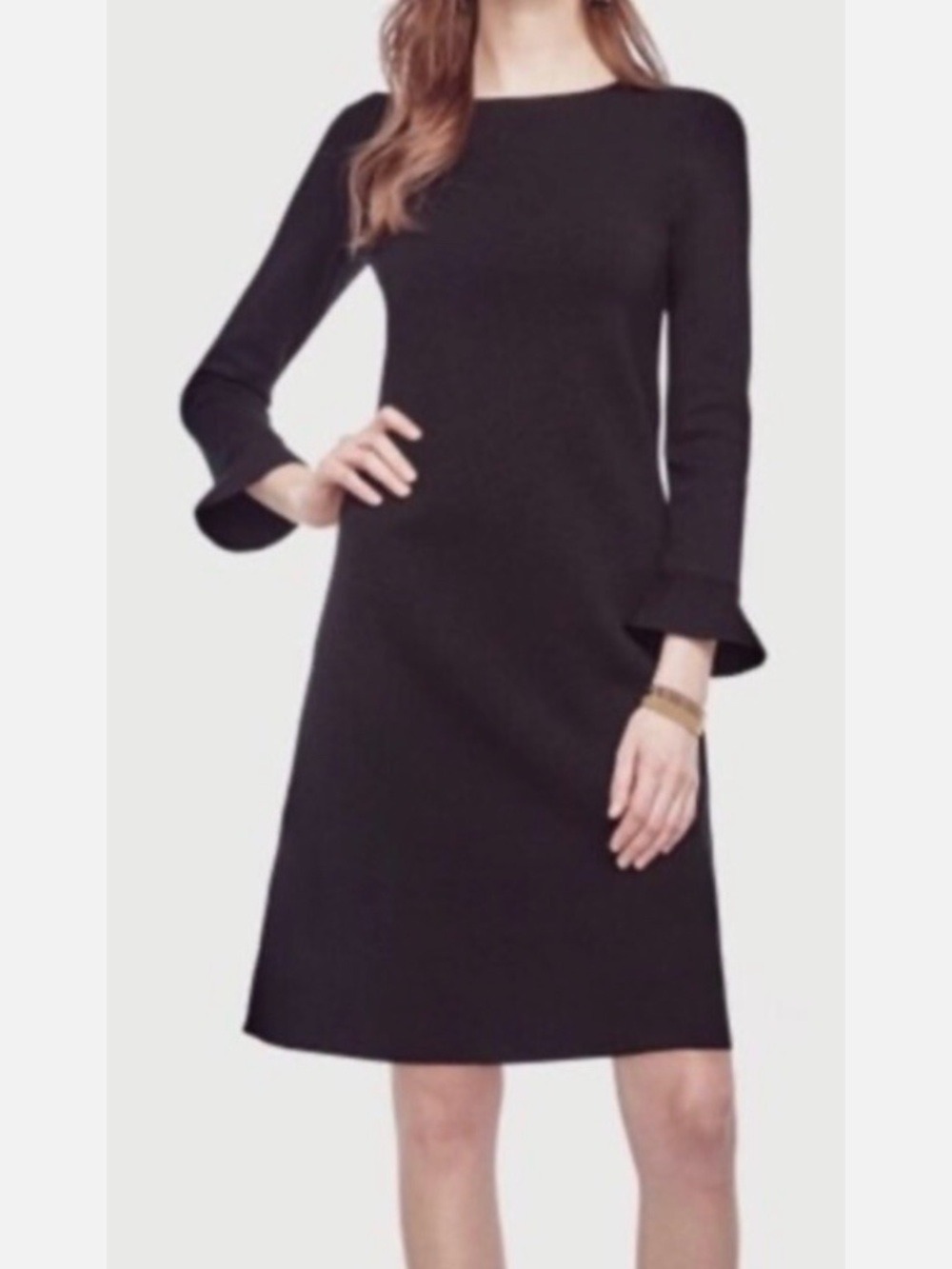 Ann Taylor Black Knit Fluted Sleeve Dress Medium